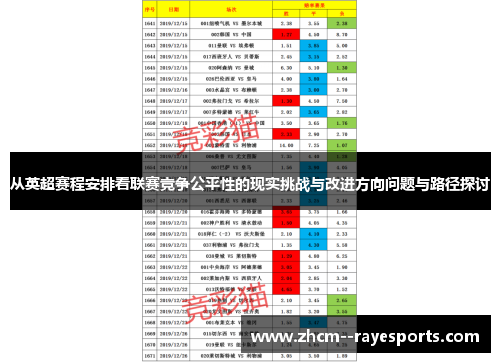 从英超赛程安排看联赛竞争公平性的现实挑战与改进方向问题与路径探讨 从英超赛程安排看联赛竞争公平性的现实挑战与改进方向问题与路径探讨